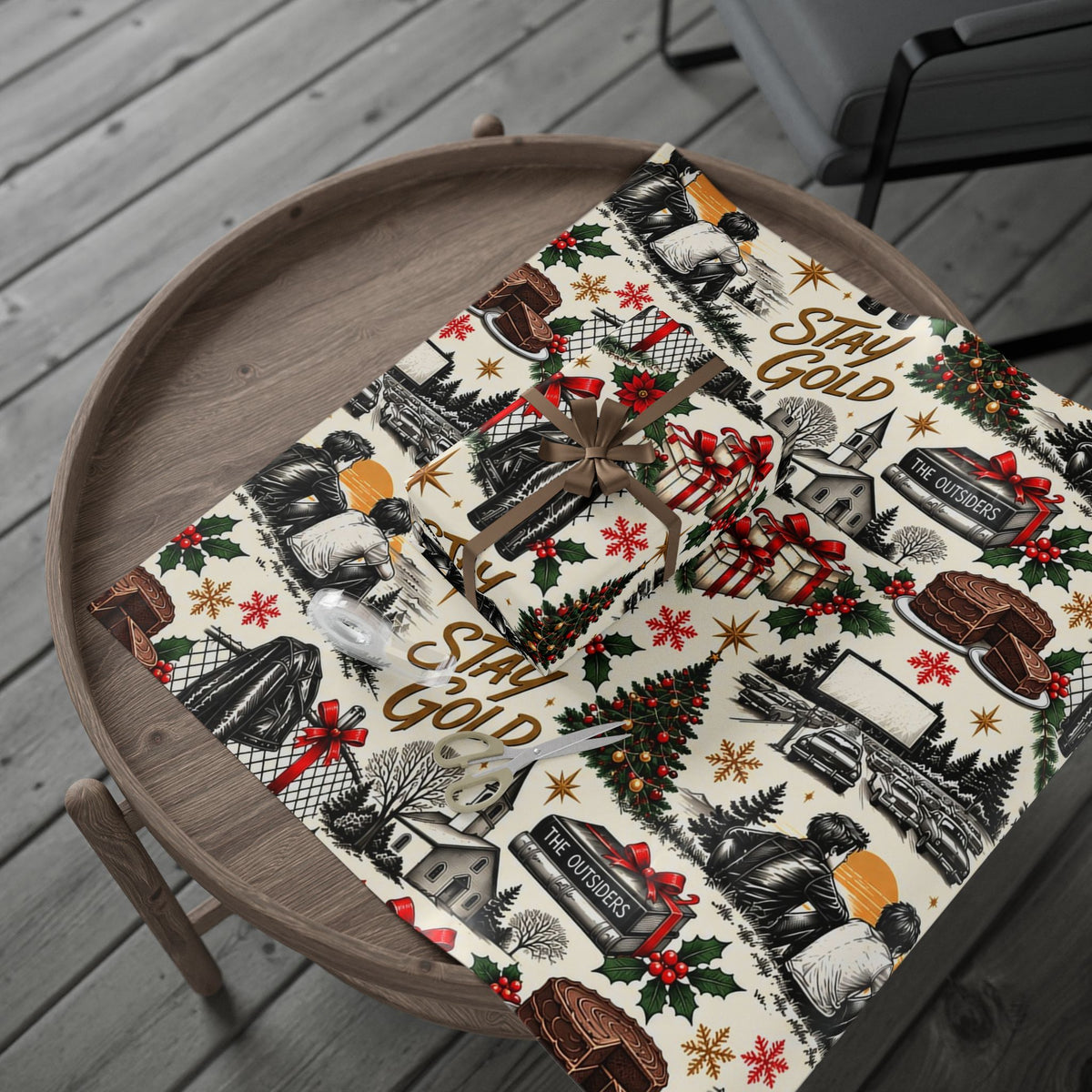 Outsiders Themed Vintage Village Wrapping Paper