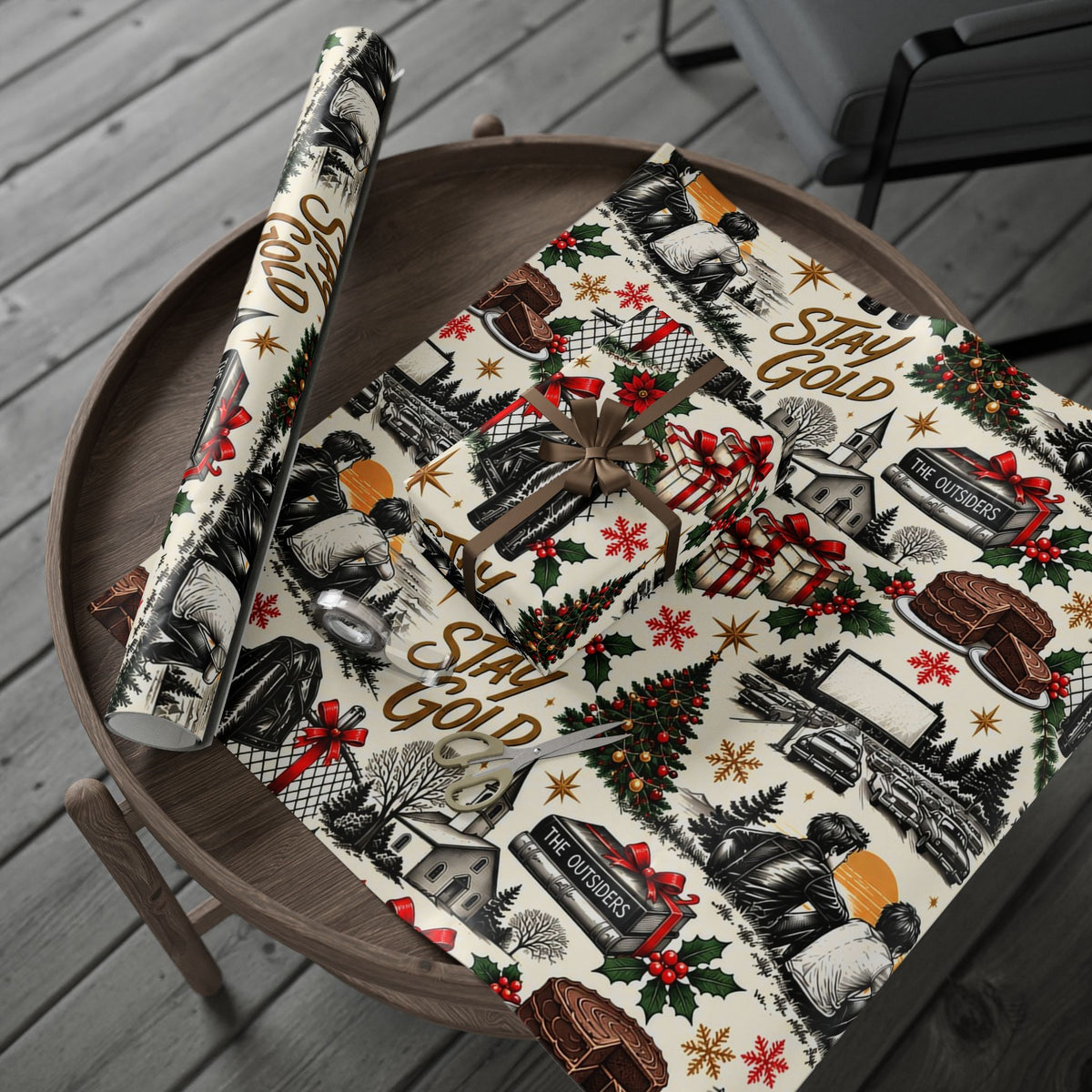 Outsiders Themed Vintage Village Wrapping Paper