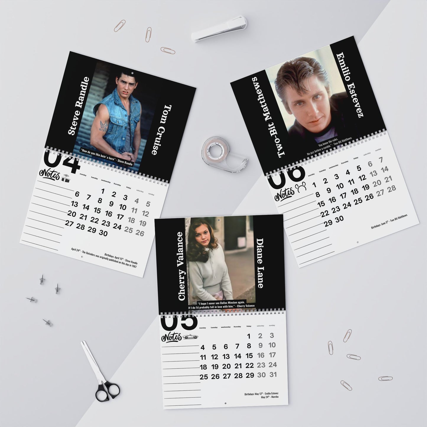 The Outsiders Movie 2026 Wall Calendar
