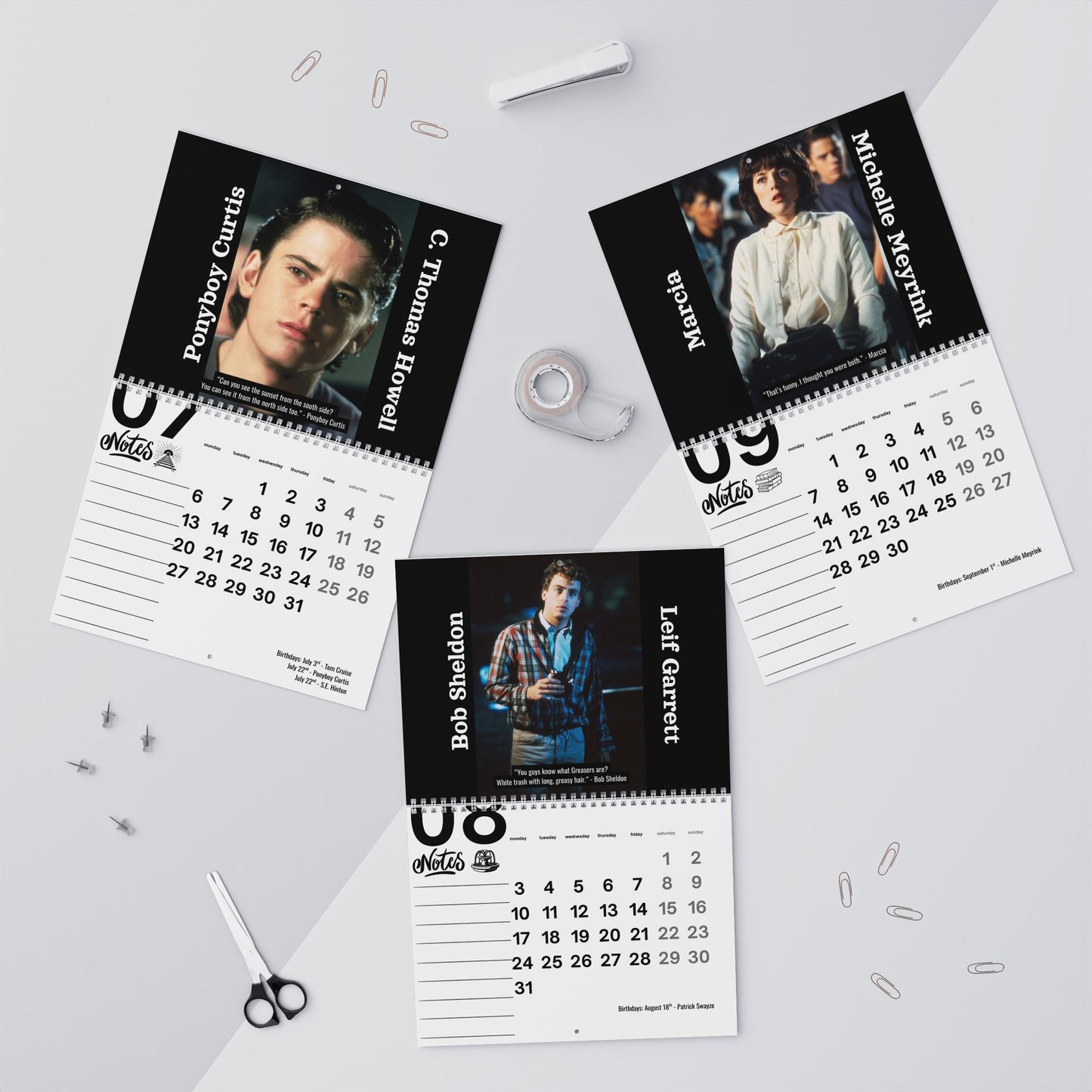 The Outsiders Movie 2026 Wall Calendar