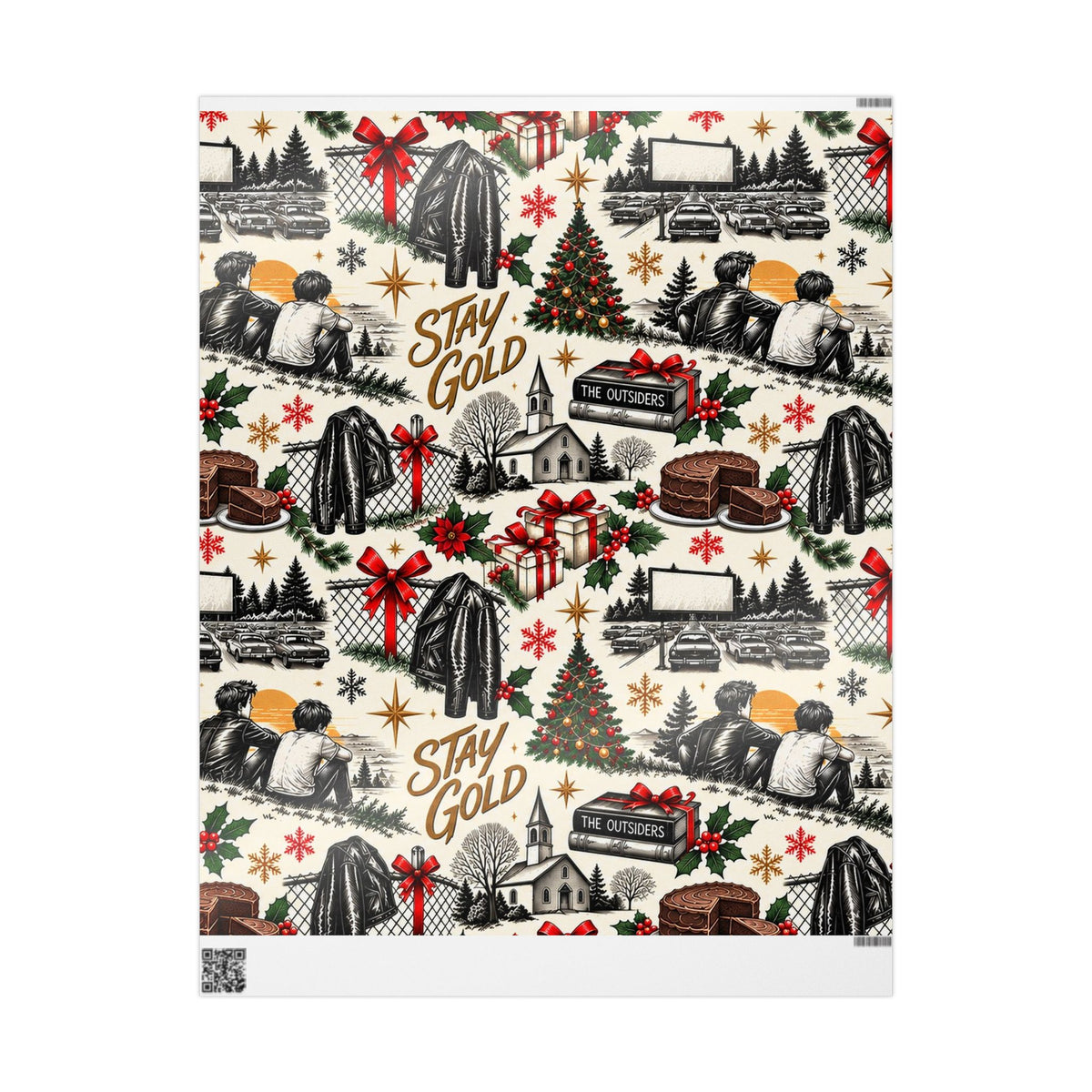 Outsiders Themed Vintage Village Wrapping Paper