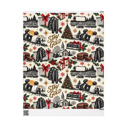 Outsiders Themed Vintage Village Wrapping Paper