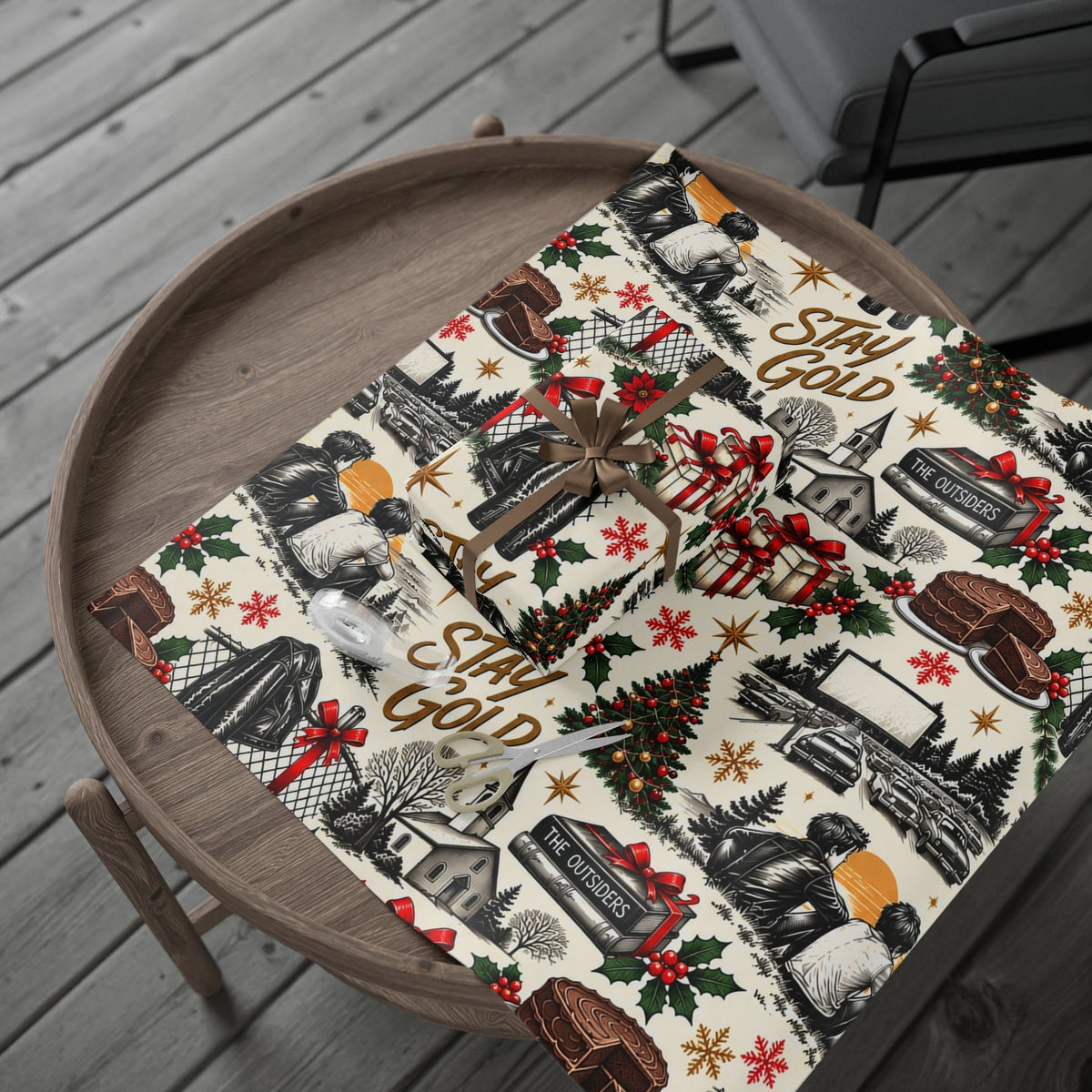 Outsiders Themed Vintage Village Wrapping Paper