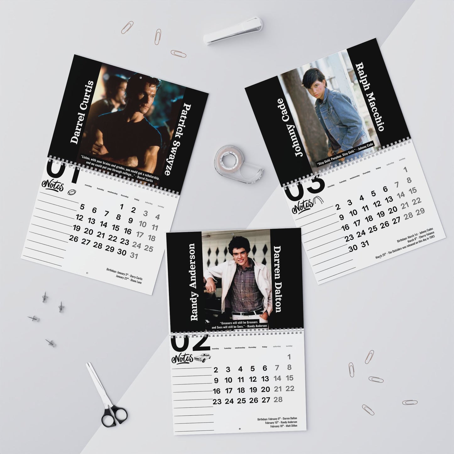 The Outsiders Movie 2026 Wall Calendar
